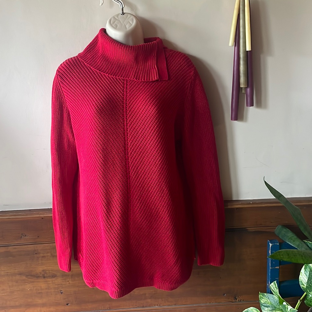 Talbots Red Split Turtleneck